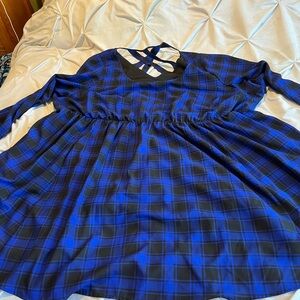 Blue plaid Torrid midi dress, size 6